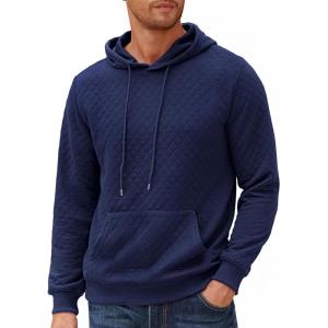 imageCOOFANDY Mens Hooded Sweatshirt Long Sleeve Quilted Sweatshirt Casual Fashion Pullover Hoodies with PocketNavy Blue