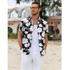 imageCOOFANDY Hawaiian Shirt for Men Floral Tropical Shirts Short Sleeve Casual Button Down Beach ShirtBlack  White