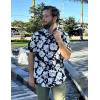 imageCOOFANDY Hawaiian Shirt for Men Floral Tropical Shirts Short Sleeve Casual Button Down Beach ShirtBlack  White