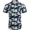 imageCOOFANDY Hawaiian Shirt for Men Floral Tropical Shirts Short Sleeve Casual Button Down Beach ShirtGreen