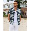 imageCOOFANDY Hawaiian Shirt for Men Floral Tropical Shirts Short Sleeve Casual Button Down Beach ShirtGreen