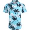 imageCOOFANDY Hawaiian Shirt for Men Floral Tropical Shirts Short Sleeve Casual Button Down Beach ShirtLight Blue