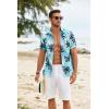 imageCOOFANDY Hawaiian Shirt for Men Floral Tropical Shirts Short Sleeve Casual Button Down Beach ShirtLight Blue