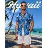 imageCOOFANDY Hawaiian Shirt for Men Floral Tropical Shirts Short Sleeve Casual Button Down Beach ShirtNavy Bluepalm Leaf