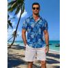 imageCOOFANDY Hawaiian Shirt for Men Floral Tropical Shirts Short Sleeve Casual Button Down Beach ShirtNavy Bluepalm Leaf