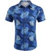 imageCOOFANDY Hawaiian Shirt for Men Floral Tropical Shirts Short Sleeve Casual Button Down Beach ShirtNavy Bluepalm Leaf
