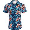 imageCOOFANDY Hawaiian Shirt for Men Floral Tropical Shirts Short Sleeve Casual Button Down Beach ShirtOrangeBluefloral