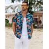 imageCOOFANDY Hawaiian Shirt for Men Floral Tropical Shirts Short Sleeve Casual Button Down Beach ShirtOrangeBluefloral