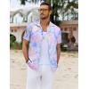 imageCOOFANDY Hawaiian Shirt for Men Floral Tropical Shirts Short Sleeve Casual Button Down Beach ShirtPinkBlueleaf