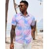 imageCOOFANDY Hawaiian Shirt for Men Floral Tropical Shirts Short Sleeve Casual Button Down Beach ShirtPinkBlueleaf