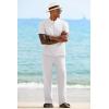 imageCOOFANDY Mens 2 Pieces Cotton Linen Sets Short Sleeve Casual Henley Shirt Summer Beach Pants Lounge Vacation Outfits SetAwhite