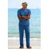 imageCOOFANDY Mens 2 Pieces Cotton Linen Sets Short Sleeve Casual Henley Shirt Summer Beach Pants Lounge Vacation Outfits SetBlue