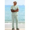 imageCOOFANDY Mens 2 Pieces Cotton Linen Sets Short Sleeve Casual Henley Shirt Summer Beach Pants Lounge Vacation Outfits SetLight Green