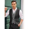 imageCOOFANDY Mens Layered Suit Vest Business Dress Vests Formal Wedding Waistcoat Slim FitBlack Plaid
