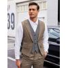 imageCOOFANDY Mens Layered Suit Vest Business Dress Vests Formal Wedding Waistcoat Slim FitBrown