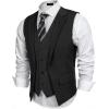 imageCOOFANDY Mens Layered Suit Vest Business Dress Vests Formal Wedding Waistcoat Slim FitPure Black