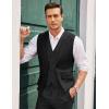 imageCOOFANDY Mens Layered Suit Vest Business Dress Vests Formal Wedding Waistcoat Slim FitPure Black