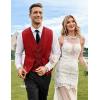imageCOOFANDY Mens Layered Suit Vest Business Dress Vests Formal Wedding Waistcoat Slim FitRed