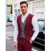 imageCOOFANDY Mens Layered Suit Vest Business Dress Vests Formal Wedding Waistcoat Slim FitWine Red