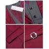 imageCOOFANDY Mens Layered Suit Vest Business Dress Vests Formal Wedding Waistcoat Slim FitWine Red