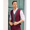 imageCOOFANDY Mens Layered Suit Vest Business Dress Vests Formal Wedding Waistcoat Slim FitWine Red