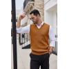imageCOOFANDY Mens Sweater Vest V Neck Slim Fit Cable Knitted Sleeveless Pullover SweaterCaramel