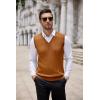 imageCOOFANDY Mens Sweater Vest V Neck Slim Fit Cable Knitted Sleeveless Pullover SweaterCaramel