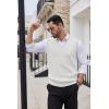 imageCOOFANDY Mens Sweater Vest V Neck Slim Fit Cable Knitted Sleeveless Pullover SweaterIvory