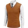 imageCOOFANDY Mens Sweater Vest V Neck Slim Fit Cable Knitted Sleeveless Pullover SweaterCaramel