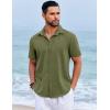 imageCOOFANDY Mens Beach Summer Shirts Linen Texture Shirts Short Sleeve Casual Button Down ShirtArmy Green