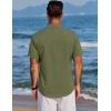 imageCOOFANDY Mens Beach Summer Shirts Linen Texture Shirts Short Sleeve Casual Button Down ShirtArmy Green