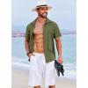imageCOOFANDY Mens Beach Summer Shirts Linen Texture Shirts Short Sleeve Casual Button Down ShirtArmy Green