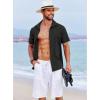 imageCOOFANDY Mens Beach Summer Shirts Linen Texture Shirts Short Sleeve Casual Button Down ShirtBlack
