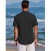imageCOOFANDY Mens Beach Summer Shirts Linen Texture Shirts Short Sleeve Casual Button Down ShirtBlack