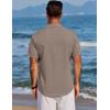 imageCOOFANDY Mens Beach Summer Shirts Linen Texture Shirts Short Sleeve Casual Button Down ShirtBrown