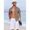 imageCOOFANDY Mens Beach Summer Shirts Linen Texture Shirts Short Sleeve Casual Button Down ShirtBrown