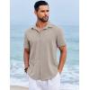 imageCOOFANDY Mens Beach Summer Shirts Linen Texture Shirts Short Sleeve Casual Button Down ShirtChampagne