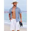 imageCOOFANDY Mens Beach Summer Shirts Linen Texture Shirts Short Sleeve Casual Button Down ShirtClassic Blue