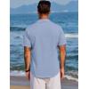imageCOOFANDY Mens Beach Summer Shirts Linen Texture Shirts Short Sleeve Casual Button Down ShirtClassic Blue