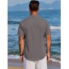 imageCOOFANDY Mens Beach Summer Shirts Linen Texture Shirts Short Sleeve Casual Button Down ShirtDark Gray