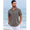 imageCOOFANDY Mens Beach Summer Shirts Linen Texture Shirts Short Sleeve Casual Button Down ShirtDark Gray