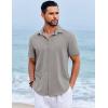 imageCOOFANDY Mens Beach Summer Shirts Linen Texture Shirts Short Sleeve Casual Button Down ShirtLight Gray