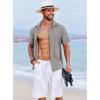 imageCOOFANDY Mens Beach Summer Shirts Linen Texture Shirts Short Sleeve Casual Button Down ShirtLight Gray