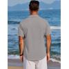 imageCOOFANDY Mens Beach Summer Shirts Linen Texture Shirts Short Sleeve Casual Button Down ShirtLight Gray