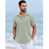 imageCOOFANDY Mens Beach Summer Shirts Linen Texture Shirts Short Sleeve Casual Button Down ShirtLight Green