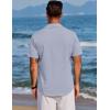 imageCOOFANDY Mens Beach Summer Shirts Linen Texture Shirts Short Sleeve Casual Button Down ShirtNavy Blue