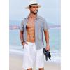 imageCOOFANDY Mens Beach Summer Shirts Linen Texture Shirts Short Sleeve Casual Button Down ShirtNavy Blue
