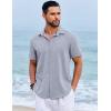 imageCOOFANDY Mens Beach Summer Shirts Linen Texture Shirts Short Sleeve Casual Button Down ShirtNavy Blue