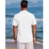 imageCOOFANDY Mens Beach Summer Shirts Linen Texture Shirts Short Sleeve Casual Button Down ShirtWhite