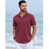 imageCOOFANDY Mens Beach Summer Shirts Linen Texture Shirts Short Sleeve Casual Button Down ShirtWine Red